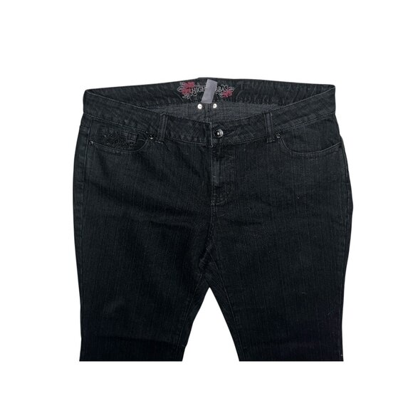 High Sierra Vintage y2k Mid Rise Embellished Pocket Denim Jeans Sz 16 Womens Bla - Picture 10 of 12